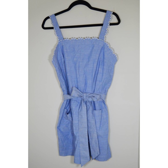 NWT loft romper blue and white with pockets size medium - Picture 1 of 4